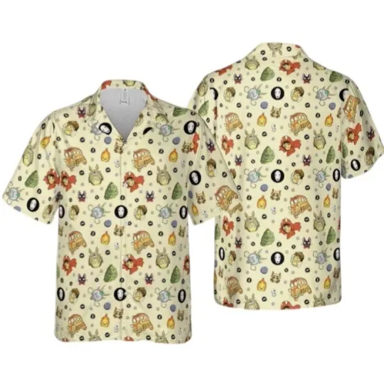 Discover Ghiblipalooza Ghibli Hawaiian Button Down Shirt Unisex Adults S-5XL