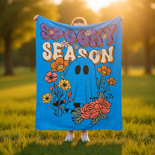 Discover Halloween Ghost Blanket, Spooky Floral Throw for Holiday Nights