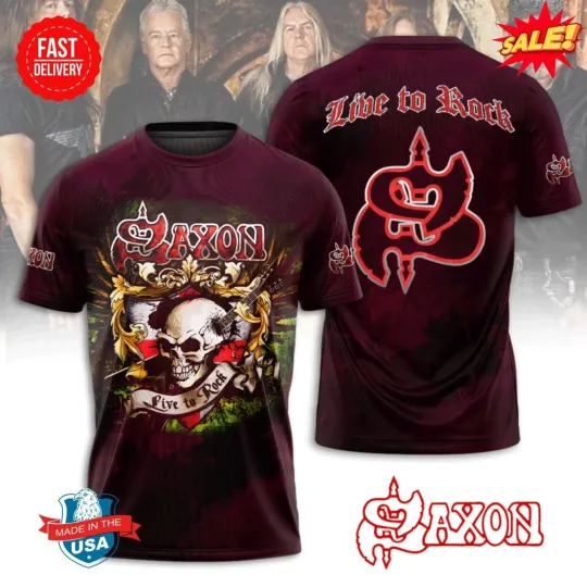 Saxon Band Live To Rock 3D T-Shirt Unisex Concert