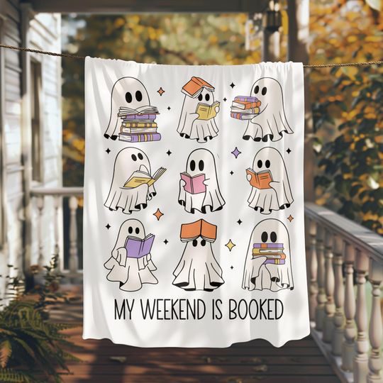Discover Ghost book blanket, weekend is booked blanket, Halloween book ghost blanket, Ghost reading blanket, funny reading blanket