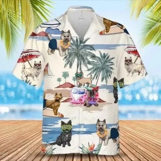 Discover Cairn Terrier Summer Beach 3D Hawaii Shirt Mother Day Gift All Over Print