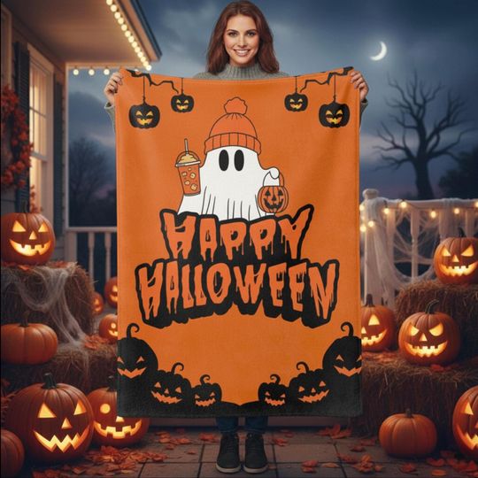 Discover Halloween Blanket: Ultra-Soft Plush Velvet Microfiber Autumn Throw