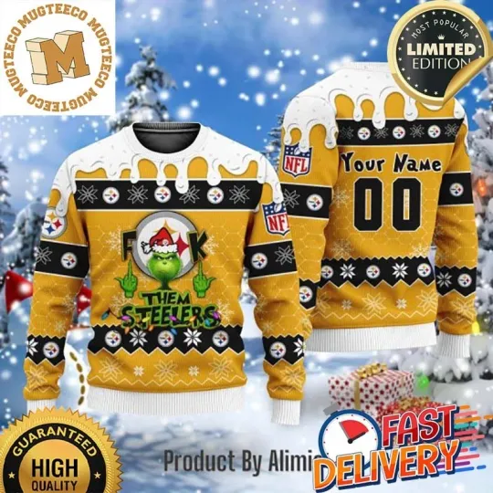 Discover Pittsburgh funny character Fk Them Steeler Custom Name Ugly Christmas Sweater