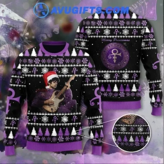 Discover Prince American Singer Signature Logo Ugly Christmas Sweater