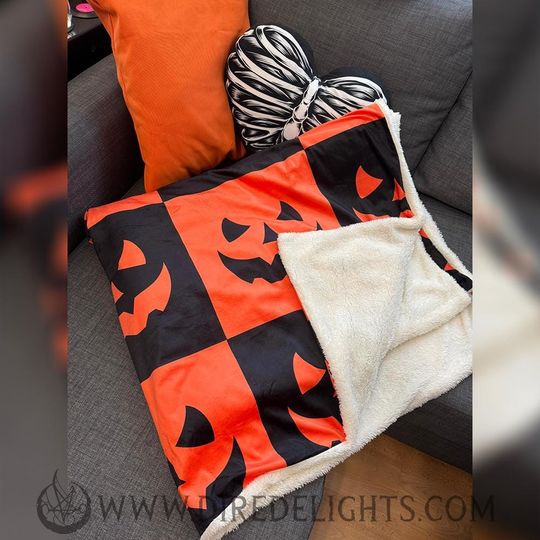 Halloween Blanket,Imitation Wool Soft Spooky Blanket,Halloween Blanket,Pumkins Blanket,Jack-o'-lantern Blanket,Halloween Gift