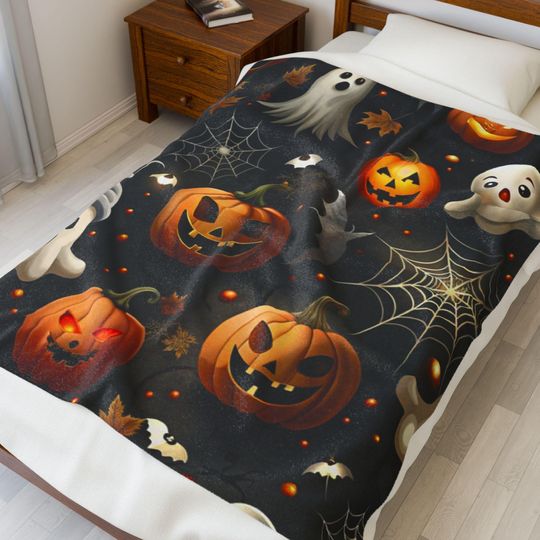 Discover Halloween Pumpkin & Ghost Plush Blanket: Cozy Spooky Throw