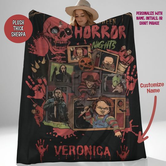 Custom Sherpa Horror Blanket, Horror Movie Blanket, Horror Movie Gifts, Scary Movie Blanket, Michael Myers, Halloween Horror Movie Lover