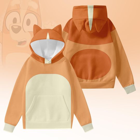 Orange Little Sister Costume Hoodie With Ears, Hoodie With Dog or Cat Ears, Disney Bounding, Halloween Costume Hoodie, Movie Shirt