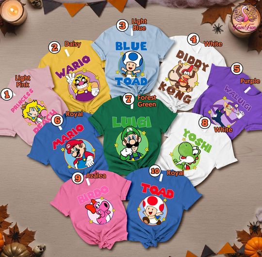 Super Mario Halloween Costume Shirt, Mario Group Matching Halloween Costume