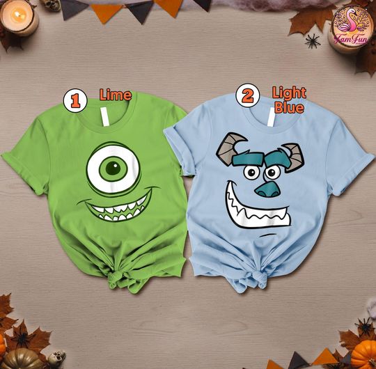 Monsters Inc. Mike Wazowski and James P. Sullivan Halloween Graphic T-Shirt