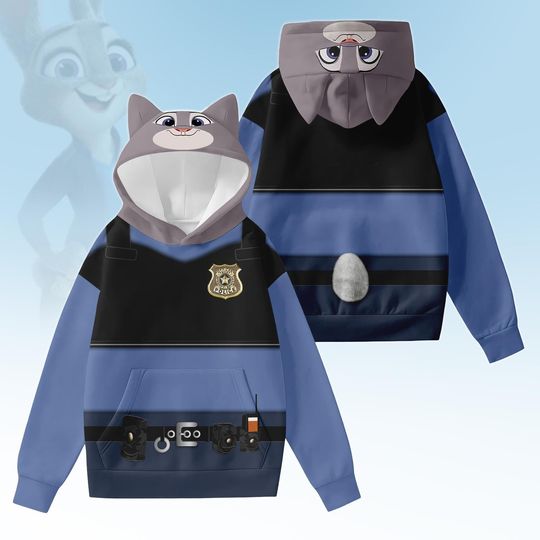 Discover Judy Hopps Costume Hoodie With Ears, Disney Zootopia Cosplay Costume, Animal Kingdom Hoodie, Disneyland Shirt, Disney World Hoodie