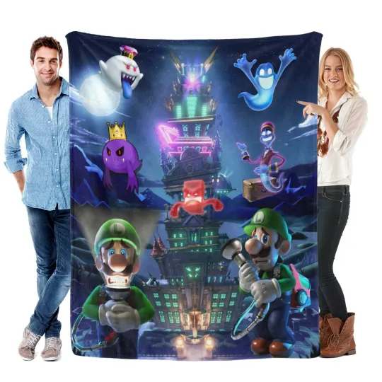 Discover Luigi's Mansion Fleece Blanket for Bed Sofa Couch Cozy Lightweight Gift