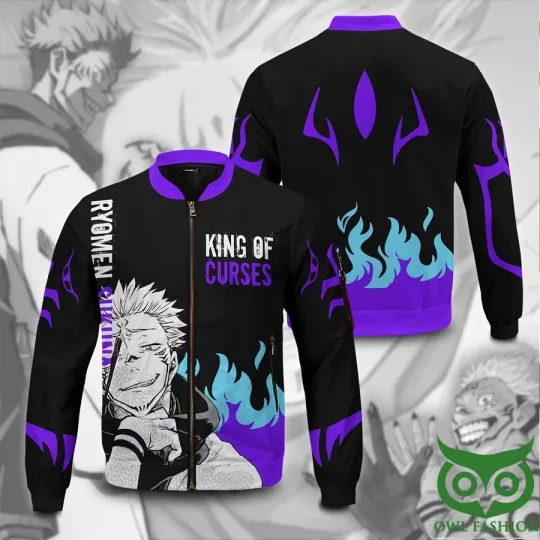 Discover King of Curses Jujutsu Satoru Printed Bomber Jacket