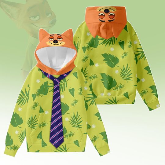 Discover Nick Wilde Costume Hoodie With Ears, Disney Zootopia Cosplay Costume, Animal Kingdom Hoodie, Disneyland Hoodie, Disneyworld Hoodie