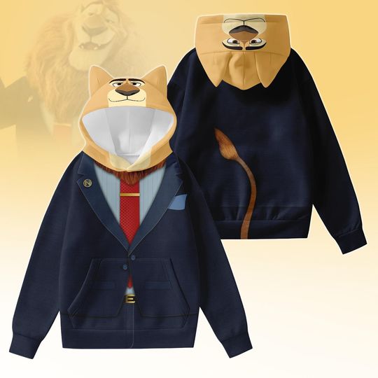 Discover Mayor Lionheart Hoodie With Ears, Zootopia Character Hoodie, Halloween Cosplay Costume, Disney Movie Hoodie, Mayor Lionheart Hoodie