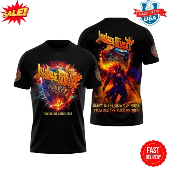 Discover Judas Priest Invincible Shield Tour 2024 Music 3D T-Shirt