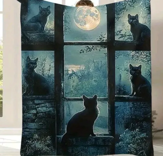 Discover Black Cat blanket Halloween Lightweight Soft fleece 50 inch by 60 inch Free Ship