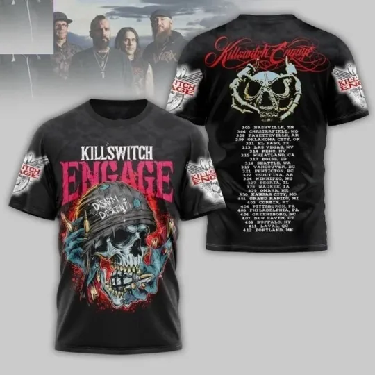 Discover Killswitch Engage 2025 Tour 3D T-Shirt Gifl For Fan S-5XL