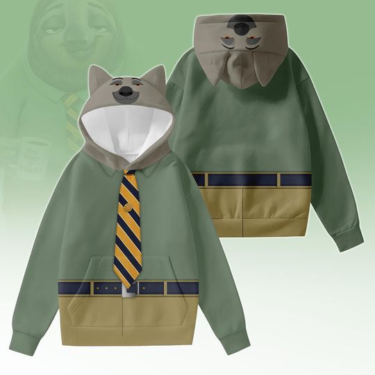 Discover Flash the Sloth Costume Hoodie With Ears, Disney Zootopia Cosplay Costume, Animal Kingdom Hoodie, Disneyland Hoodie, Disneyworld Hoodie