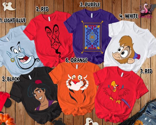 Aladdin Halloween Costume Shirt, Aladdin Jafar Genie Shirt, Family Matching Shirts