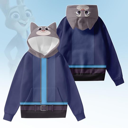 Judy Hopps Hoodie With Ears, Disney Zootopia Cosplay Costume Shirt, Animal Kingdom Ears Hoodie, Disneyland Shirt, Disney World Hoodie
