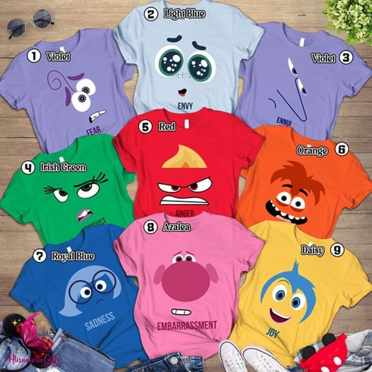 Inside Out Characters Costume Shirts, Inside Out Group Shirts