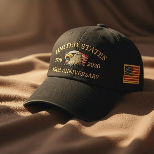 Vintage USA 250th Anniversary Trucker Hat, Patriotic Embroidered Cap, American Heritage Baseball Hat, Liberty 17762026 Gift, Gift For Dad