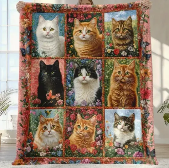 Cat Fleece Blanket 50x60 Inch Soft Lightweight Home & Living