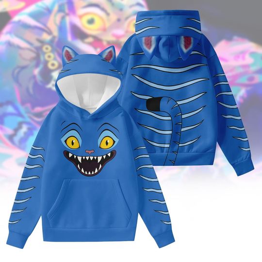 Derpy Tiger Hoodie With Ears, Blue Tiger Cosplay Hoodie, Kpop Tiger Costume Hoodie, Tiger Movie Ear Hoodie, Halloween Gifts For Her Him