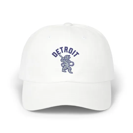 Discover Detroit Tigers Baseball Hat DETROIT Tiger at Bat Embroidered Cap