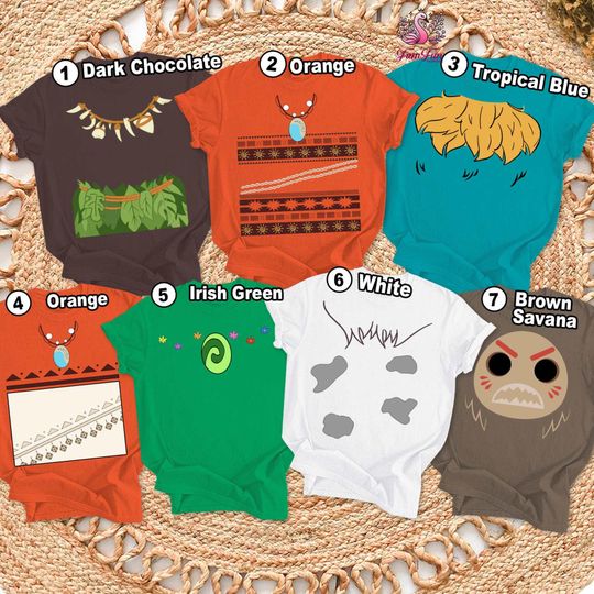 Moana Characters Costume T-shirt, Moana Halloween Costume Shirt