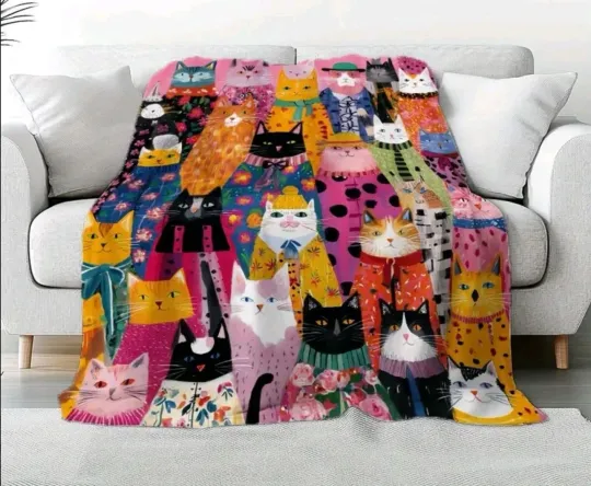 Discover Colorful Soft Fleece Cat Blanket