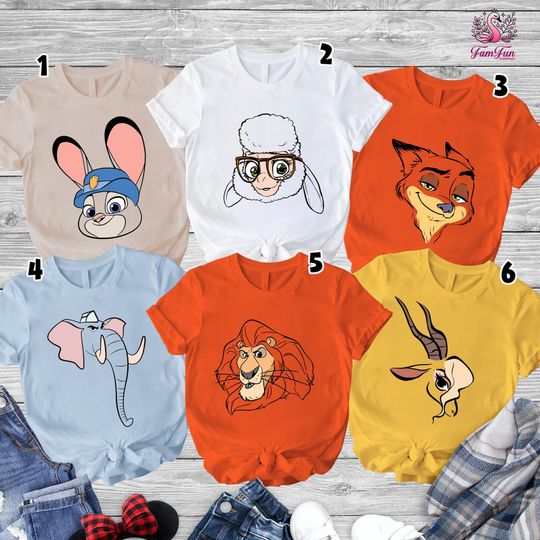 Discover Disneyland Zootopia Halloween Costume Shirts, Zootopia Characters Big Face Shirt