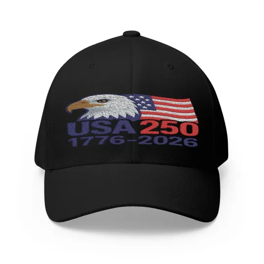 Discover USA 250th Anniversary Embroidered Baseball Hat 1776–2026 Patriotic Hat