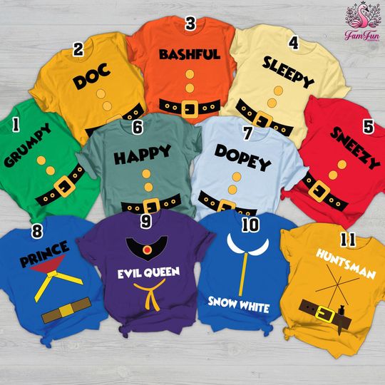 Discover Seven Dwarfs Custome,Matching 7 Dwarf Group Shirt,7 Dwarfs Halloween Shirt