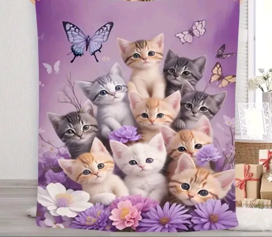 Kitten Cat Fleece Blanket Lightweight
