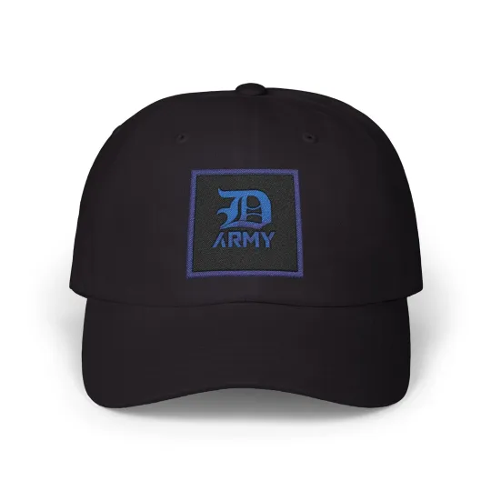 Discover Detroit D Army Hat Baseball Cap Adjustable with Embroidered Blue Logo