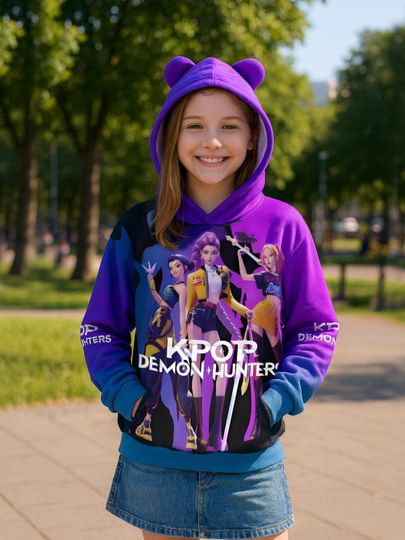 Discover Rumi Mira Zoey Hoodie, Kpop Demon Hunters Hoodie, Derpy Cat Sweatshirt, Kpop Fan Merch Costume Top, Kids Hoodie Boys Girls, Demon Hoodie