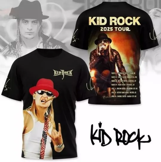 Kid Rock Tour 2025 Spring Arena AOP 3D T-shirt