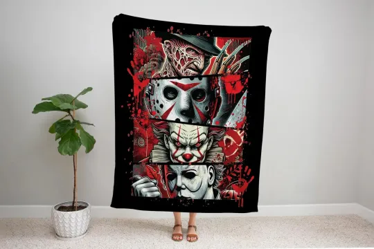 Discover Horror Movie Blanket, Iconic Scary Character Throw