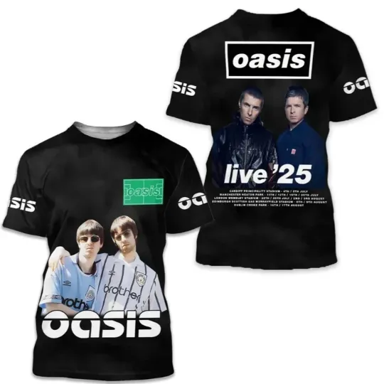 Discover Oasis Live ’25 World Tour Limited Edition 3D Shirt Classic 3D T-shirt Reprint