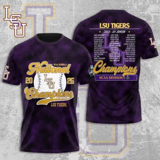 Discover LSU Tigers Baseball 3D Shirt 2025 National Champions