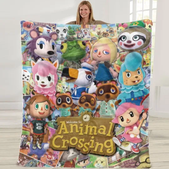 Animal Crossing Fleece Blanket Throw, Soft Flannel