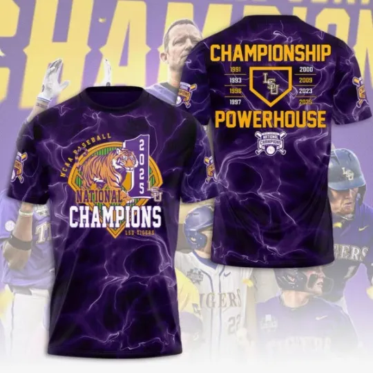 Discover LSU Tigers Baseball 3D Apparel Shirt 2025 National Champions