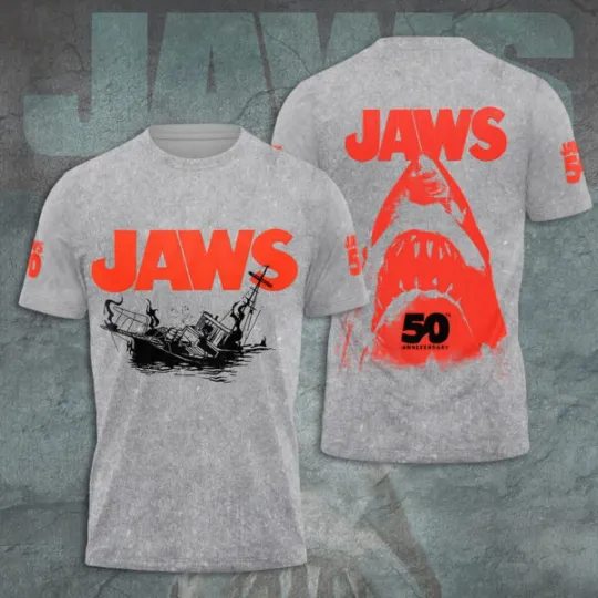 Discover Jaws 3D T-Shirt Gray Unisex All Size