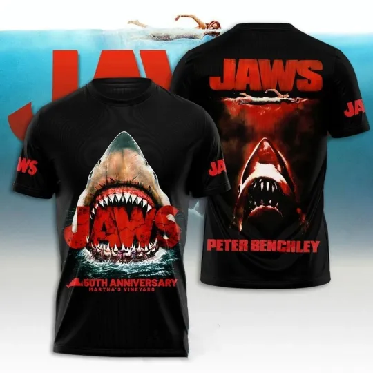 Jaws Movie 50 Anniversary 3D T Shirt All Size For Men