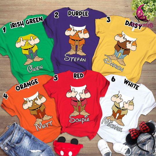 Discover 7 Dwarfs Snow White Group Shirt | Costume Family Matching Seven Dwarfs Tee