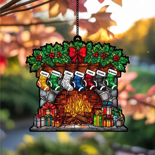 Discover Personalized Family Stocking Ornament: Acrylic Christmas Suncatcher