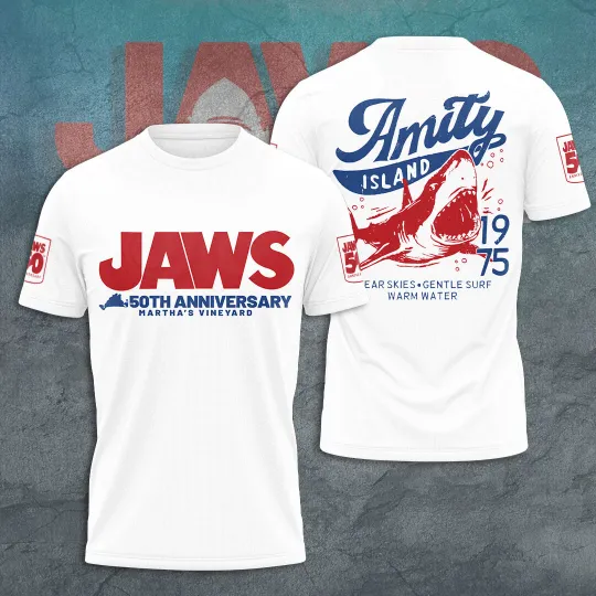 Jaws 3D Shirt 50th Anniversary 1975-2025