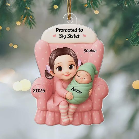 Discover Personalized Big Sister Christmas Ornament: Acrylic Baby Announcement Keepsake